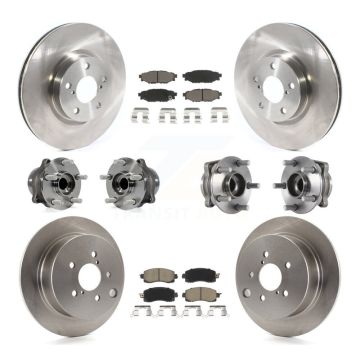 Front Rear Hub Bearings Disc Brake Rotors And Ceramic Pads Kit (10Pc) For Subaru Impreza KBB-118995
