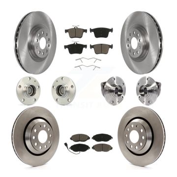 Front Rear Hub Bearing Brake Rotor And Pad Kit (10Pc) For 2019-2020 Volkswagen Arteon FWD KBB-118998