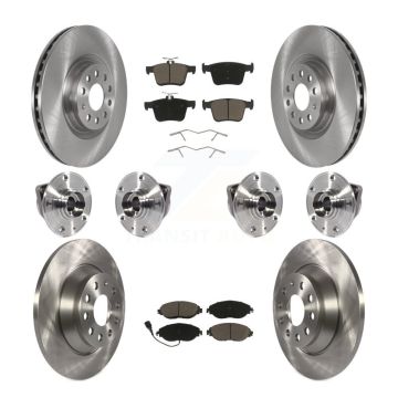 Front Rear Hub Bearing Brake Rotor And Pad Kit (10Pc) For 2018-2022 Volkswagen Tiguan AWD KBB-119003