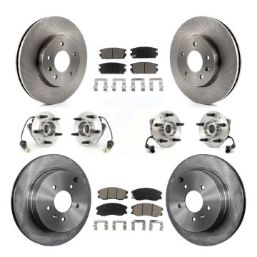 Front Rear Hub Bearing Brake Rotor & Pad Kit (10Pc) For Chevrolet Equinox Pontiac Torrent KBB-119006