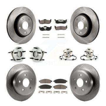 Front Rear Hub Bearing Disc Brake Rotor Pads Kit (10Pc) For Jeep Grand Cherokee Commander KBB-119017