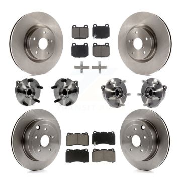 Front Rear Hub Bearings Disc Brake Rotors And Pads Kit (10Pc) For Subaru Impreza WRX STI KBB-119020