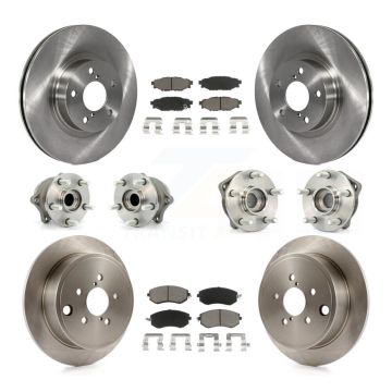 Front Rear Hub Bearings Disc Brake Rotors And Ceramic Pads Kit (10Pc) For Subaru Impreza KBB-119023