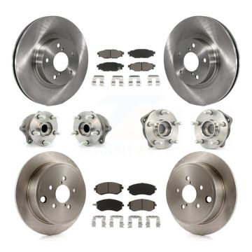 Front Rear Hub Bearings Disc Brake Rotors And Ceramic Pads Kit (10Pc) For Subaru Impreza KBB-119030