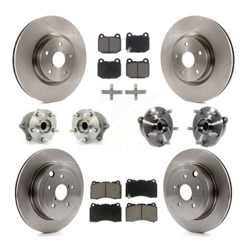 Front Rear Hub Bearings Disc Brake Rotors And Pads Kit (10Pc) For Subaru Impreza WRX STI KBB-119031