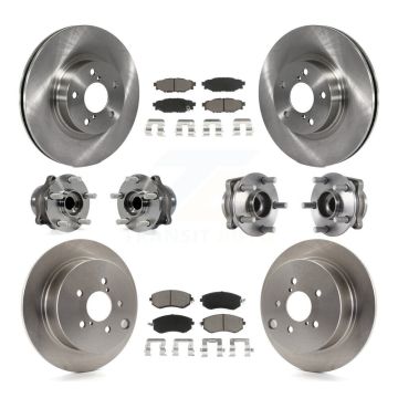 Front Rear Hub Bearings Disc Brake Rotors And Ceramic Pads Kit (10Pc) For Subaru Impreza KBB-119032