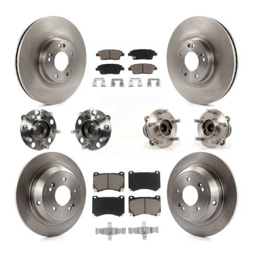 Front Rear Hub Bearings Disc Brake Rotors And Ceramic Pads Kit (10Pc) For Hyundai Genesis KBB-119034