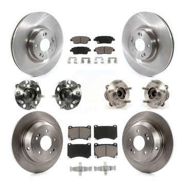 Front Rear Hub Bearing Disc Brake Rotor Pad Kit (10Pc) For 2012-2014 Hyundai Genesis 5.0L KBB-119035