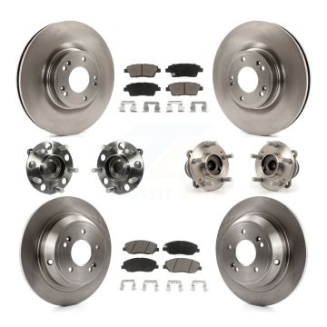 Front Rear Hub Bearings Disc Brake Rotors And Pads Kit (10Pc) For Hyundai Genesis 3.8L KBB-119036
