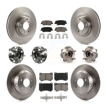 Front Rear Hub Bearings Disc Brake Rotors And Pads Kit (10Pc) For Hyundai Genesis 4.6L KBB-119037