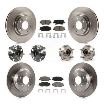 Front Rear Hub Bearings Disc Brake Rotors And Pads Kit (10Pc) For Hyundai Genesis 3.8L KBB-119038