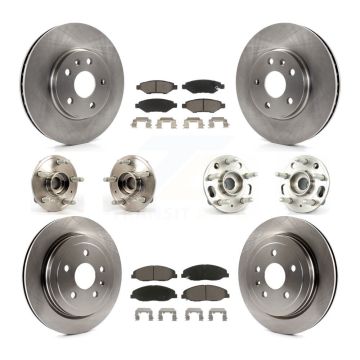 Front Rear Hub Bearings Disc Brake Rotors And Ceramic Pads Kit (10Pc) For Cadillac CTS KBB-119042
