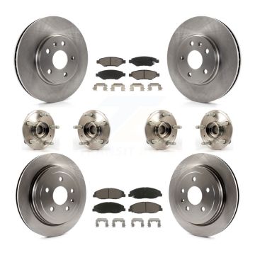 Front Rear Hub Bearings Disc Brake Rotors And Ceramic Pads Kit (10Pc) For Cadillac CTS KBB-119043