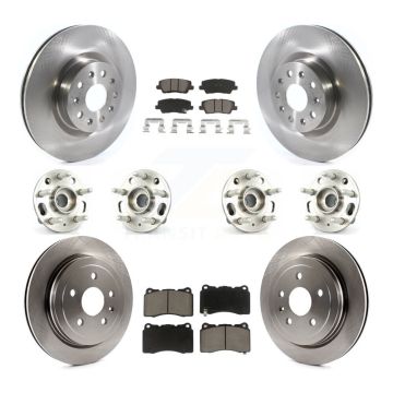 Front Rear Hub Bearings Disc Brake Rotors And Ceramic Pads Kit (10Pc) For Cadillac CTS KBB-119044