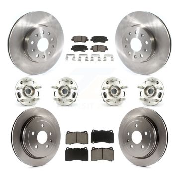 Front Rear Hub Bearings Disc Brake Rotors And Ceramic Pads Kit (10Pc) For Cadillac CTS KBB-119045