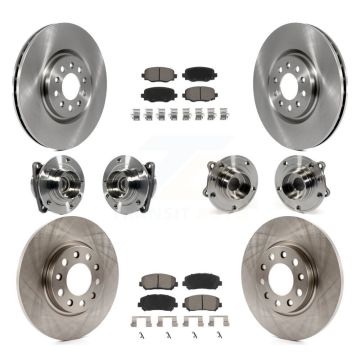 Front Rear Hub Bearing Disc Brake Rotor And Pad Kit (10Pc) For 2015-2017 Chrysler 200 FWD KBB-119047