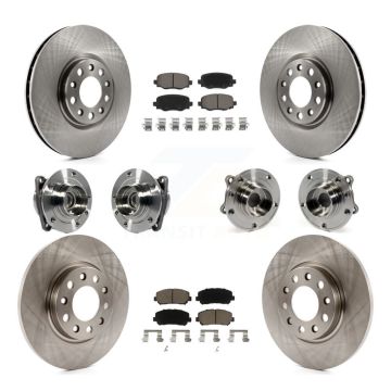 Front Rear Hub Bearing Disc Brake Rotor And Pad Kit (10Pc) For 2015-2017 Chrysler 200 FWD KBB-119049