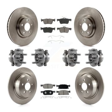 Front Rear Hub Bearings Disc Brake Rotors And Pads Kit (10Pc) For Lincoln Continental AWD KBB-119051