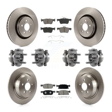 Front Rear Hub Bearings Disc Brake Rotors And Pads Kit (10Pc) For Lincoln Continental AWD KBB-119052