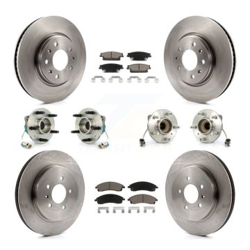 Front Rear Hub Bearing Disc Brake Rotor & Pads Kit (10Pc) For 2006-2007 Cadillac CTS Base KBB-119053