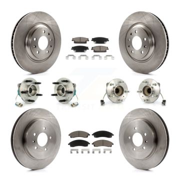 Front Rear Hub Bearing Disc Brake Rotor & Pads Kit (10Pc) For 2006-2007 Cadillac CTS Base KBB-119054