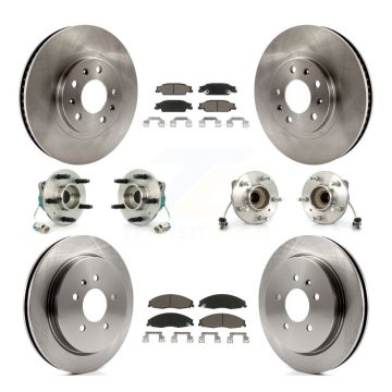 Front Rear Hub Bearings Disc Brake Rotors And Ceramic Pads Kit (10Pc) For Cadillac CTS KBB-119055
