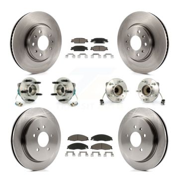 Front Rear Hub Bearing Brake Rotor Pads Kit (10Pc) For Cadillac CTS With Sport Suspension KBB-119056