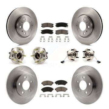 Front Rear Hub Bearing Brake Rotor & Pad Kit (10Pc) For Cadillac Seville With Solid KBB-119058