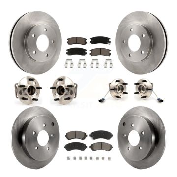 Front Rear Hub Bearings Disc Brake Rotors And Ceramic Pads Kit (10Pc) For Pontiac Aztek KBB-119060
