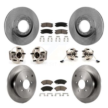 Front Rear Hub Bearings Disc Brake Rotors And Ceramic Pads Kit (10Pc) For Pontiac Montana KBB-119063