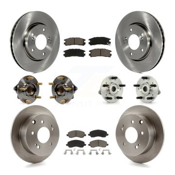 Front Rear Hub Bearing Disc Brake Rotor & Pads Kit (10Pc) For 2010-2012 Mitsubishi Galant KBB-119066