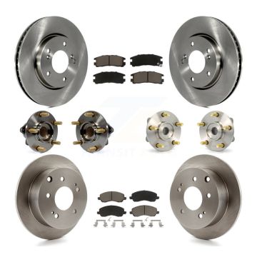 Front Rear Hub Bearing Disc Brake Rotor And Ceramic Pads Kit (10Pc) For Mitsubishi Galant KBB-119068