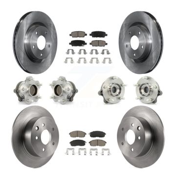 Front Rear Hub Bearings Disc Brake Rotors And Ceramic Pads Kit (10Pc) For Nissan Altima KBB-119081