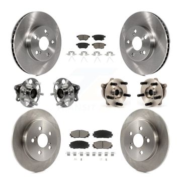 Front Rear Hub Bearings Disc Brake Rotors And Pads Kit (10Pc) For Toyota Prius Plug-In KBB-119083