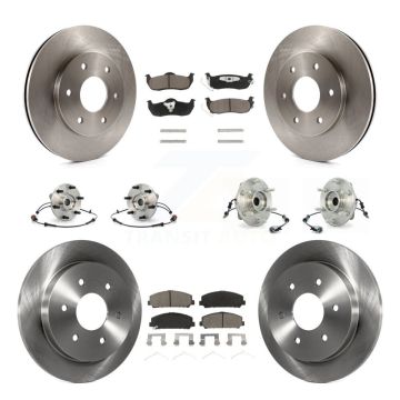 Front Rear Hub Bearings Disc Brake Rotors And Ceramic Pads Kit (10Pc) For INFINITI QX56 KBB-119092