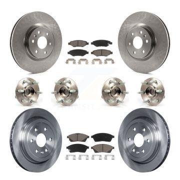 Front Rear Hub Bearings Disc Brake Rotors And Pads Kit (10Pc) For Cadillac SRX Saab 9-4X KBB-119096