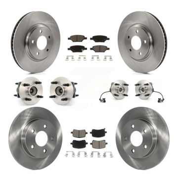 Front Rear Hub Bearing Brake Rotor Pads Kit (10Pc) For 04-07 Saturn Ion With 4 Lug Wheels KBB-119099