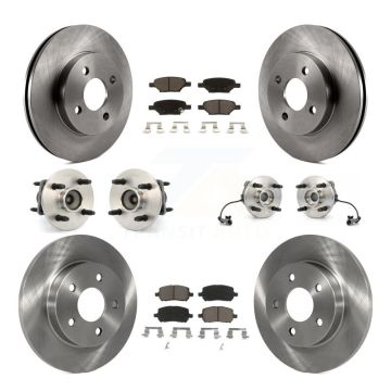 Front Rear Hub Bearing Brake Rotor & Pads Kit (10Pc) For 2007-2010 Pontiac G5 4-Wheel ABS KBB-119104