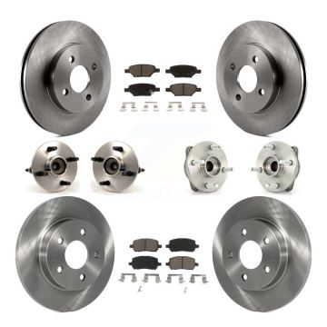 Front Rear Hub Bearing Disc Brake Rotor & Pad Kit (10Pc) For 2007-2010 Pontiac G5 Non-ABS KBB-119105