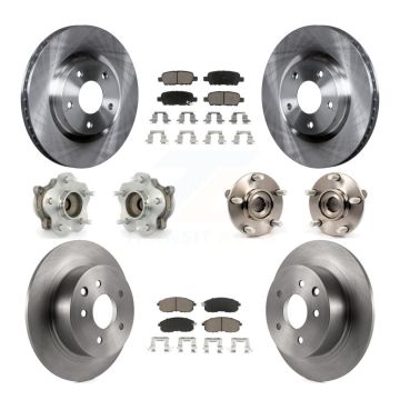 Front Rear Hub Bearing Brake Rotor Pads Kit (10Pc) For 07-12 Nissan Sentra SE-R with 2.5L KBB-119110