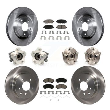 Front Rear Hub Bearings Disc Brake Rotors And Pads Kit (10Pc) For Nissan Rogue Select FWD KBB-119112