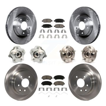 Front Rear Hub Bearing Disc Brake Rotor And Pad Kit (10Pc) For 2008-2013 Nissan Rogue AWD KBB-119113