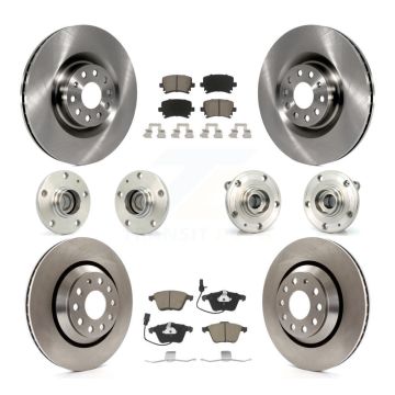 Front Rear Hub Bearings Disc Brake Rotors And Pads Kit (10Pc) For Volkswagen Passat CC KBB-119116