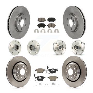 Front Rear Hub Bearings Disc Brake Rotors And Ceramic Pads Kit (10Pc) For Volkswagen CC KBB-119119
