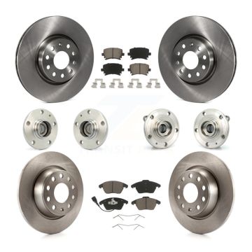 Front Rear Hub Bearings Disc Brake Rotors And Pads Kit (10Pc) For Volkswagen CC Passat KBB-119120