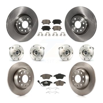 Front Rear Hub Bearing Disc Brake Rotor & Pad Kit (10Pc) For Volkswagen Passat Audi CC A3 KBB-119125