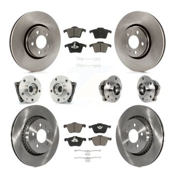 Front Rear Hub Bearing Disc Brake Rotors And Pads Kit (10Pc) For 2008-2014 Volvo XC90 AWD KBB-119131