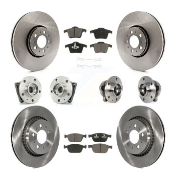 Front Rear Hub Bearing Disc Brake Rotors And Pads Kit (10Pc) For 2008-2014 Volvo XC90 AWD KBB-119132