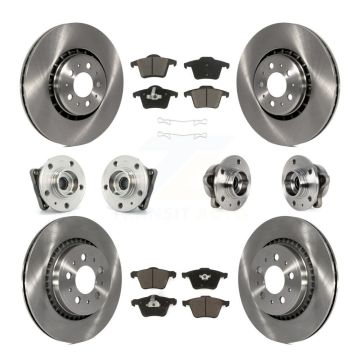 Front Rear Hub Bearing Disc Brake Rotors And Pads Kit (10Pc) For 2008-2014 Volvo XC90 AWD KBB-119133
