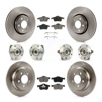 Front Rear Hub Bearing Disc Brake Rotor And Ceramic Pad Kit (10Pc) For 2008 Volvo S60 AWD KBB-119135